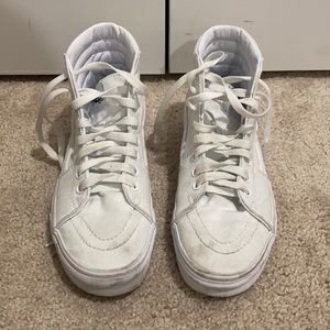 White High-Top Vans. Size 8 women. Used